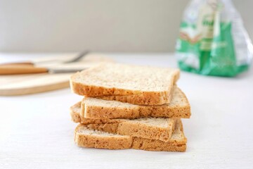 Whole wheat bread on white background,bread crust