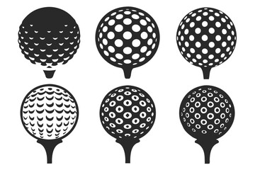 set of golf ball silhouette vector illustration
