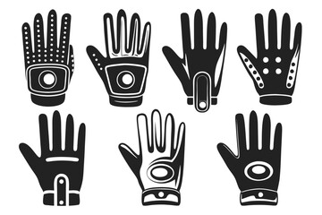 set of golf glove silhouette vector illustration