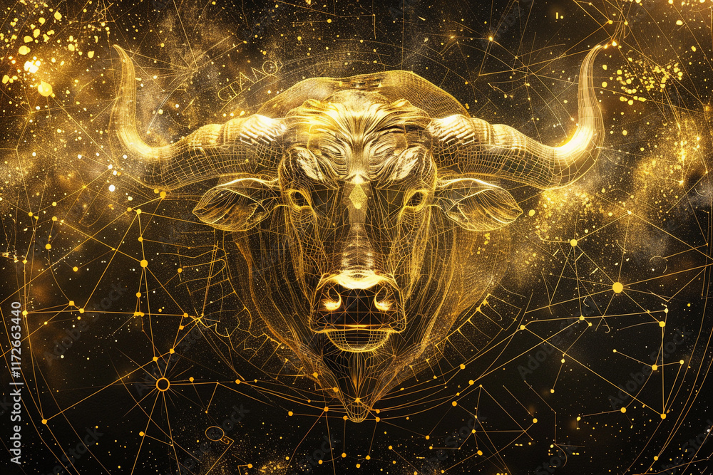 Canvas Prints astrological abstract composition with concept of taurus zodiac sign symbol, abstract vivid composit