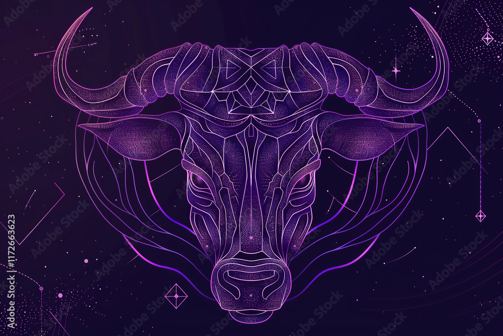 Canvas Prints astrological abstract composition with concept of taurus zodiac sign symbol, abstract vivid composit