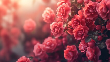 Fototapeta premium Enchanted Rose Garden: A Symphony of Pink and Red Roses