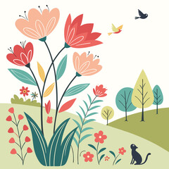 lowers--leaves--birds--cat-and-spring-symbols-and-.eps