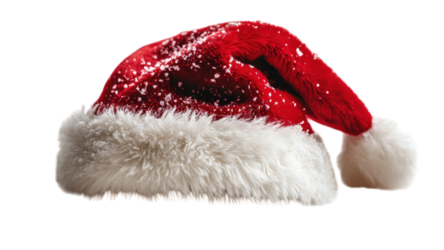 Santa hat on a clean white backdrop, emphasizing simplicity and festive spirit, ideal for holiday-themed designs and promotions