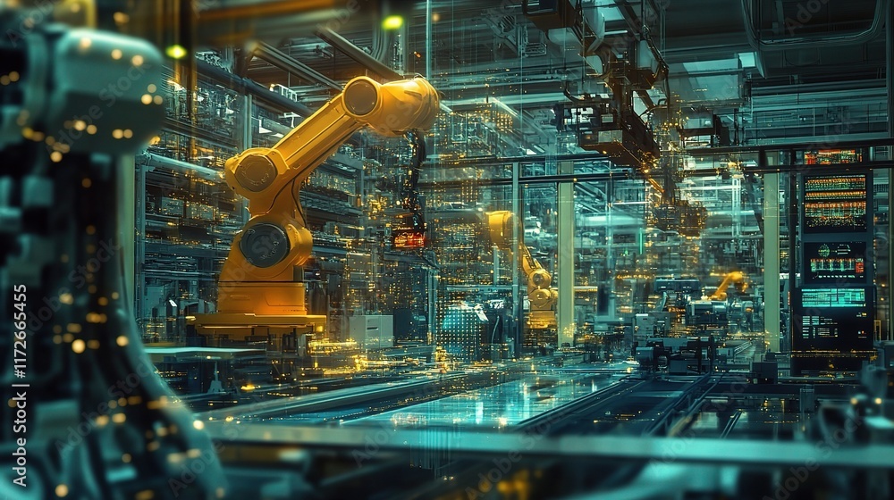 Poster advanced digital hologram technology in smart factory automation