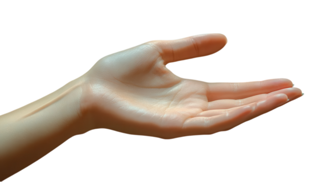 Minimalist hand gesture against a clean white backdrop, emphasizing simplicity and elegance in design and form