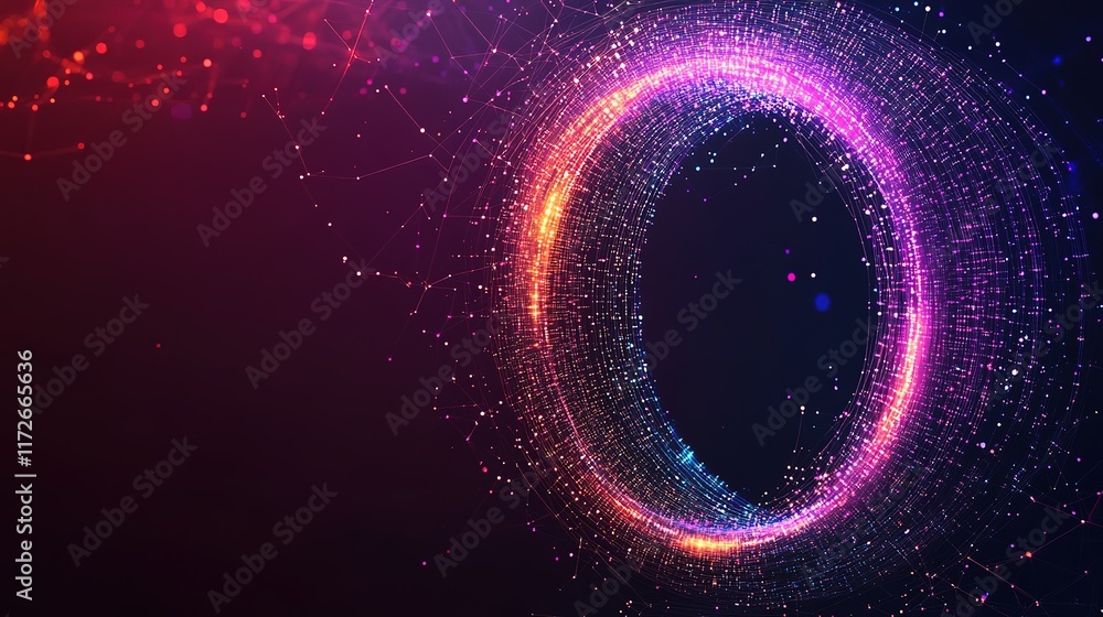 Poster creative digital tech circle on dark backdrop. big data and technology concept. 3d rendering.