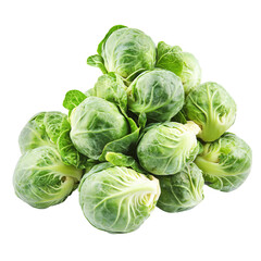 Fototapeta premium Brussel Sprouts' Pile: A vibrant pile of fresh brussel sprouts, showcasing their delicate green leaves and earthy textures, a visual feast for food enthusiasts. 