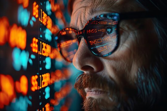 Business executive showcases innovative ai model during engaging presentation on large display