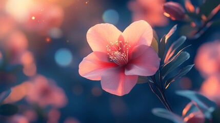 Serene Sunrise Blossom: A Pink Flower's Gentle Awakening