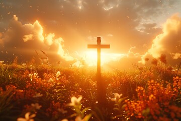 Fototapeta premium A Radiant Holy Cross Representing Spiritual Strength and Redemption 
