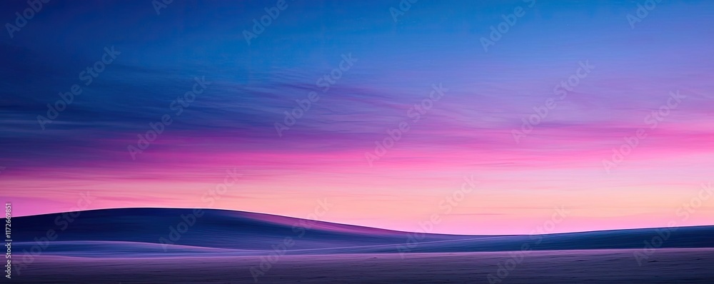 Poster minimal skies idea. a serene twilight landscape with vibrant colors and soft rolling hills.