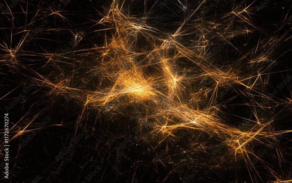 Poster a stunning abstract image featuring intricate golden patterns on a dark background. perfect for illu