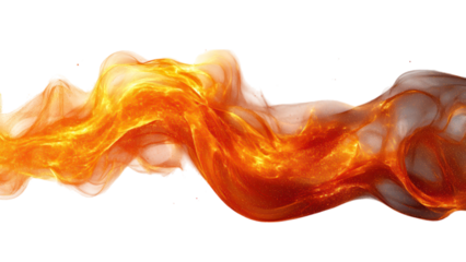 Elegant flame on a pristine white backdrop, showcasing simplicity and boldness in design, emphasizing vibrant colors and fluid movement.
