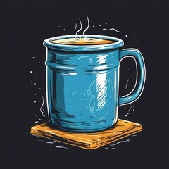 the AI Image Generator, Blue Artistic Mug Illustration With Textured