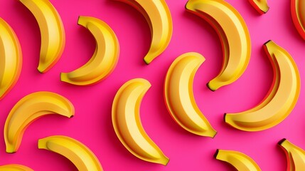 Vibrant Banana Pattern on Bold Pink Background
