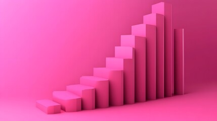 A vibrant pink graph showcases growth and success, with ascending bars representing progress. This visually striking image symbolizes financial advancement and goal achievement.