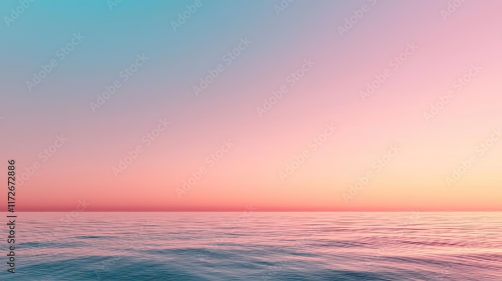 Aufkleber minimal skies concept. serene ocean view at sunset with soft pastel colors blending in the sky.
