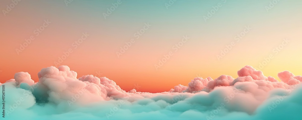 Aufkleber minimal skies idea. vibrant clouds mixed with soft hues create a serene sky at sunset.