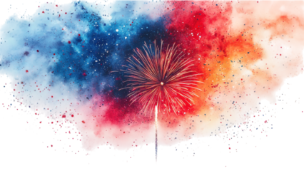 Minimalist Firework Display on White Background, Elegant and Simple Celebration Element, Ideal for Modern Design and Festive Themes