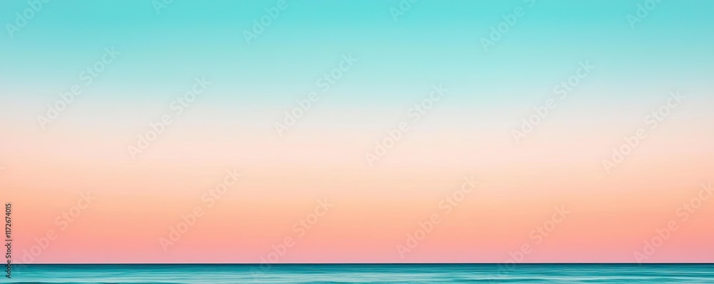 Aufkleber minimal skies concept. a serene horizon view during sunset with soft pastel colors blending in the s