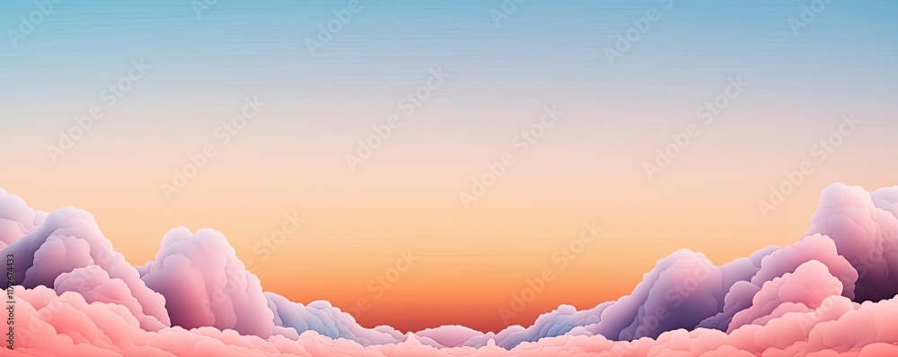 Poster minimal skies concept. vibrant sunset skies with colorful clouds creating a serene landscape view.