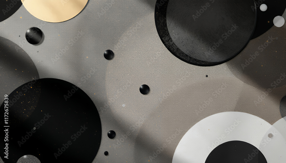 Poster Abstract Geometric Patterns Featuring Various Circular Shapes with a Minimalistic Color Palette