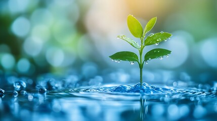 New Life Emerging: A Sapling's Rebirth in Water