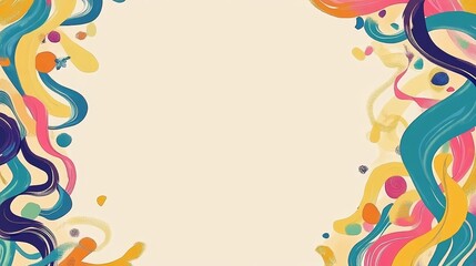 Colorful abstract border with swirling patterns in vibrant hues