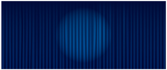 spot on blue curtain