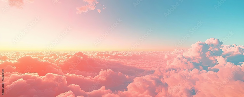 Poster minimal skies concept. stunning clouds illuminated by sunlight during a vibrant sunset, creating a t