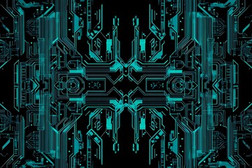 Abstract black background with green accents, futuristic design elements, and geometric patterns, perfect for technology and gaming themes.
