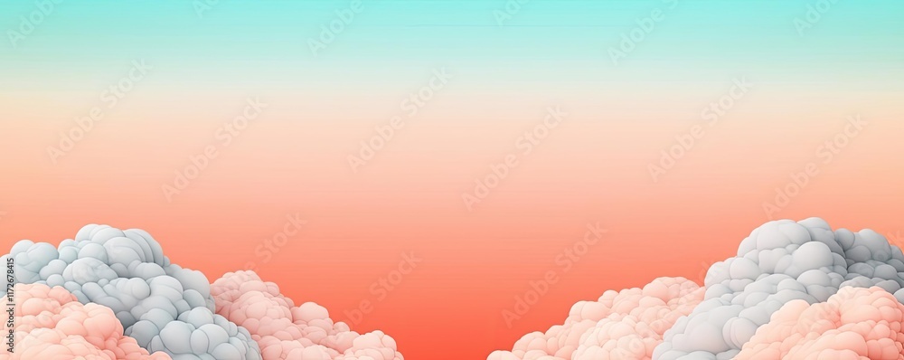 Poster minimal skies concept. a beautiful gradient sky with colorful clouds blending into a serene atmosphe