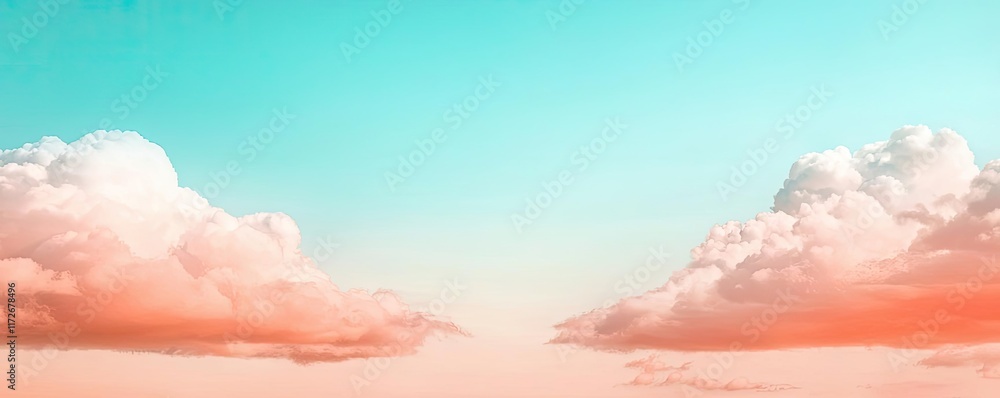 Aufkleber minimal skies concept. a serene sunset sky with pastel clouds blending into a tranquil gradient of c