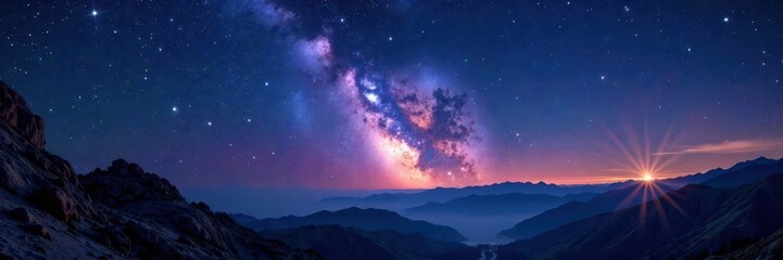 Panoramic view of star-studded night, celestial wonders , dark, nature