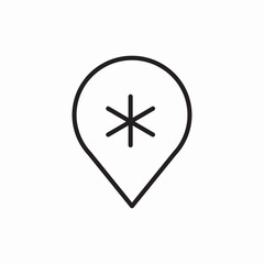 Winter location snowflake season icon vector sign