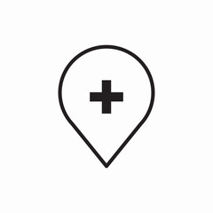 Medical location healthcare plus icon vector sign