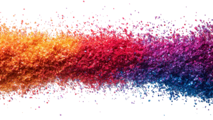 Colorful confetti scattered on a clean white surface, vibrant celebration elements creating a joyful atmosphere, ideal for festive themes