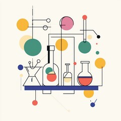 Abstract Chemistry Lab Equipment Design Illustration