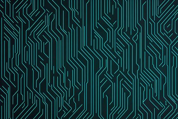 Abstract close-up of a glowing blue digital circuit board, showcasing intricate connections and technological design on a black background.
