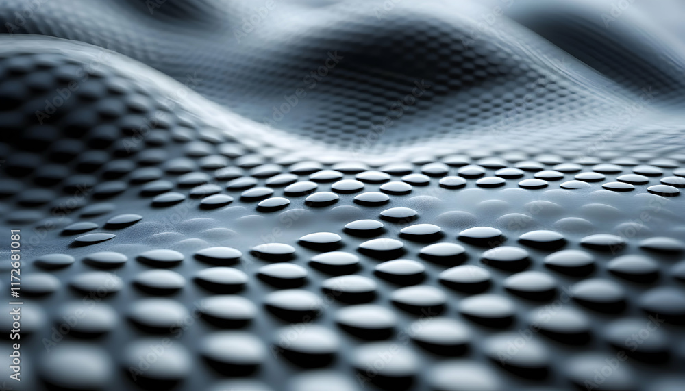 Poster abstract close-up of a textured surface with a wave-like pattern, featuring numerous small, round pr