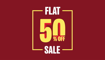 Flat 50% off banner with logo. Special Offers 50% Discount Tag, Sale Flat 50% Percent Off, big offer, Sale, flat, Special Offer Label, Sticker, Tag, Banner, Advertising