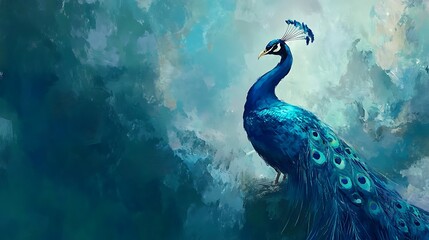 A vibrant peacock-blue canvas with smooth gradients, lively and artistic