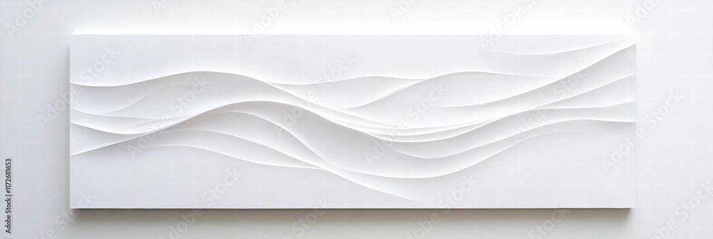Poster White sheet of paper with elegant wave pattern showcasing texture and depth in a minimalist design aesthetic. Generative AI