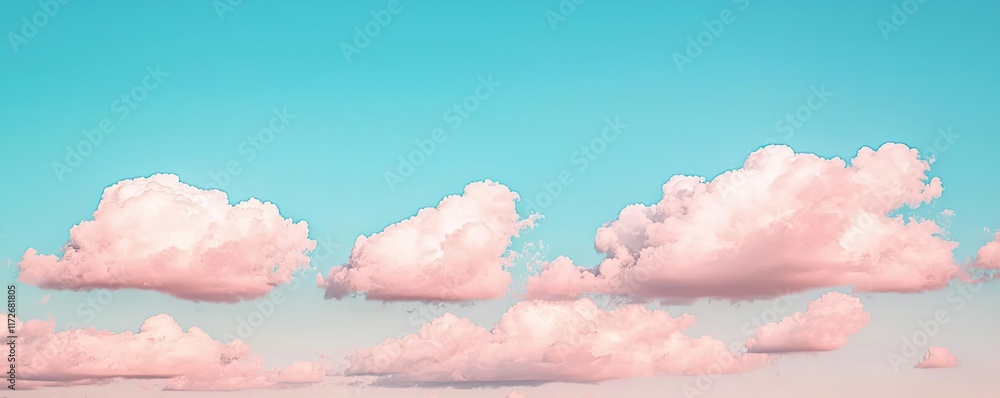 Aufkleber minimal skies concept. serene pink clouds floating against a bright blue sky, creating a tranquil at