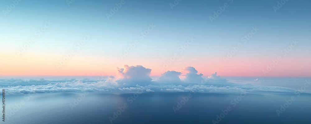 Poster minimal skies idea. serene view of clouds above the ocean during a beautiful sunset.