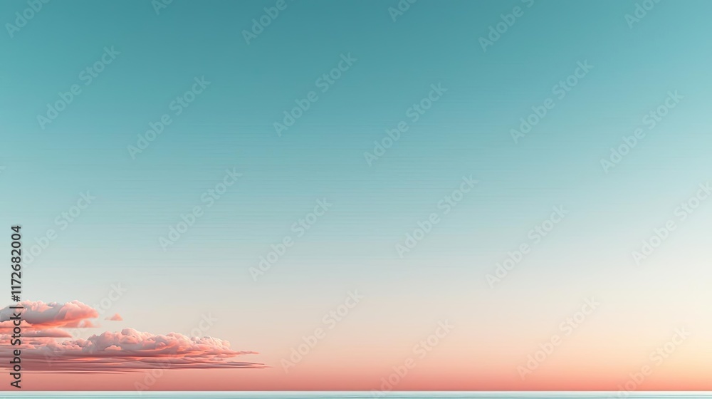 Poster Minimal skies idea. A serene sky showcasing a gradient of blues and pinks with soft clouds at dusk.
