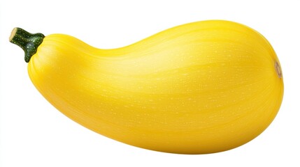 A vibrant yellow squash with a green stem, ideal for cooking.