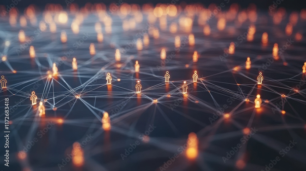 Poster digital representation of global network connections and data exchange in a connected community with