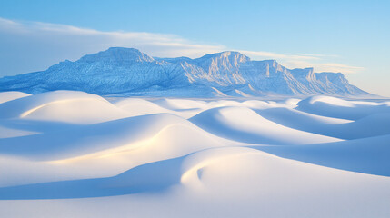a snowy mountain landscape with trees and snow covered surface, Winter season morning snow covered mountains under a clear sky, Beautiful snow covered view of mountains from valley in winter season.